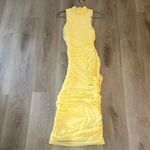 AFRM Sunny Yellow Gathered Maxi Dress